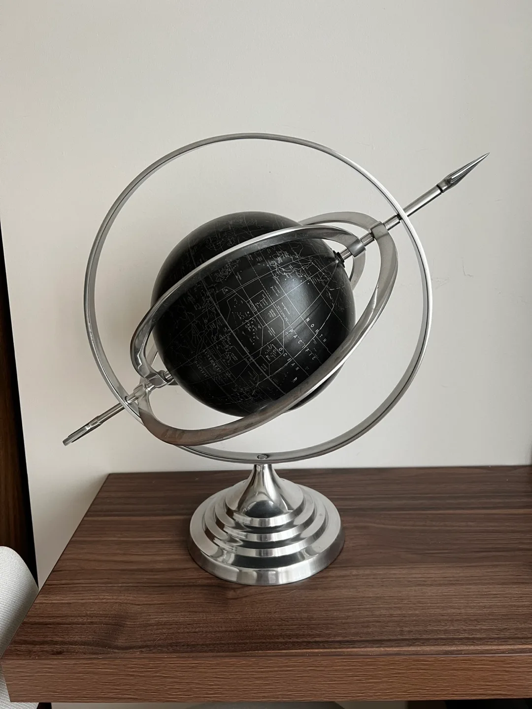 Decorative Black World Globe with Silver Stand thumbnail
