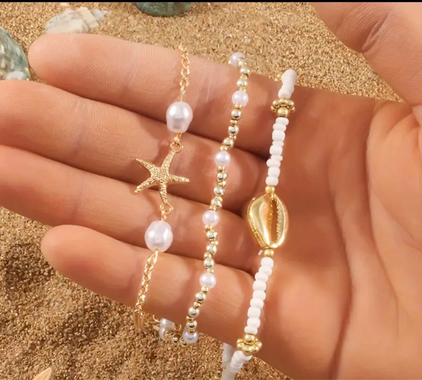 Gold Tone Beaded Bracelet Set image indicator(2)