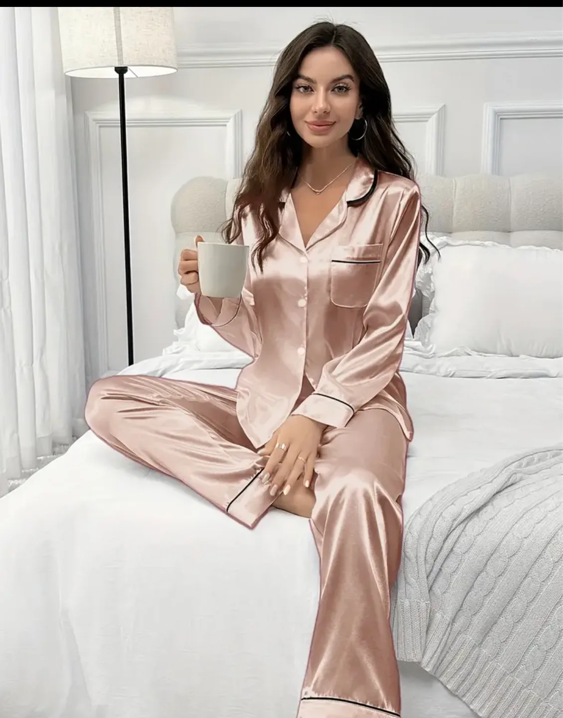 Satin Pajama Set - Pink thumbnail