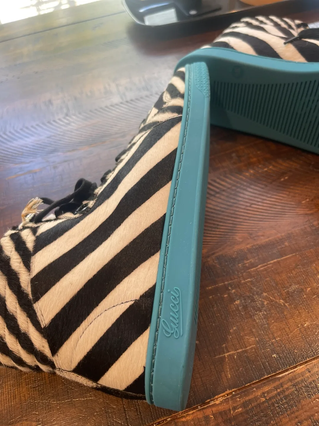 Gucci Zebra Print High-Top Sneakers - Size 39.5 image indicator(5)