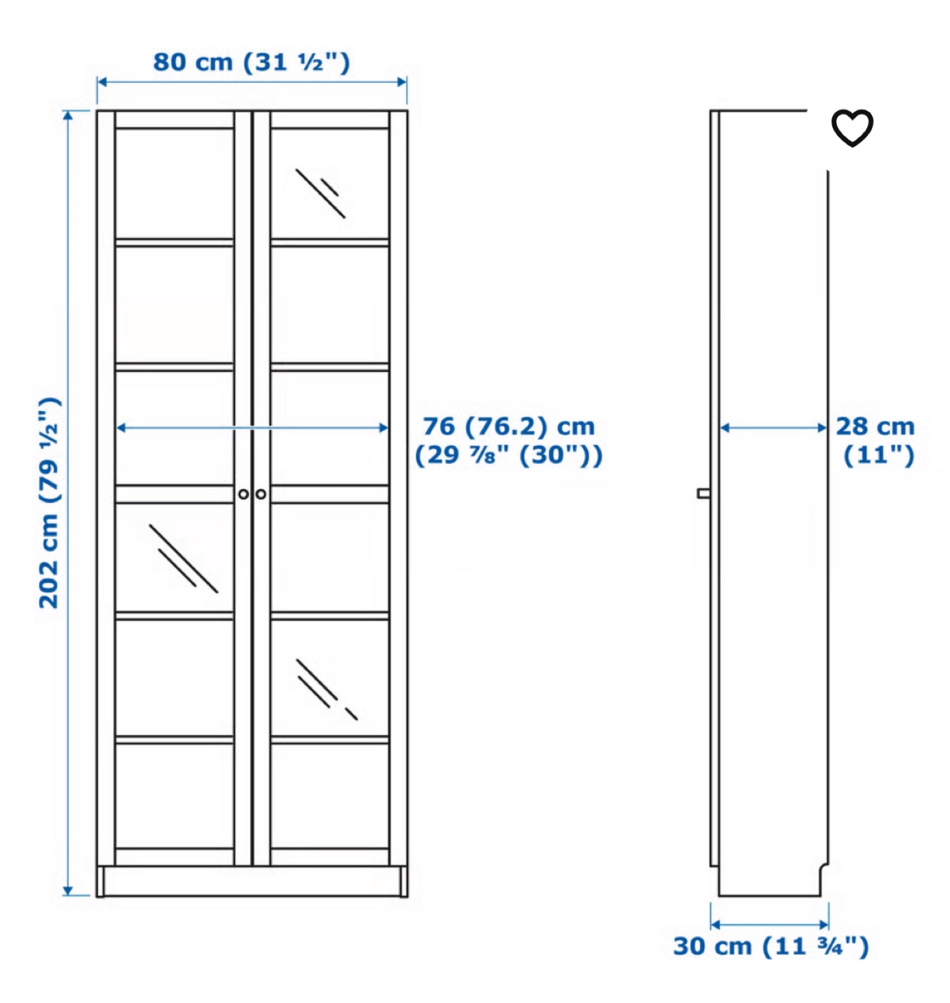 IKEA Billy Bookcase with Glass Doors - White - photo 3