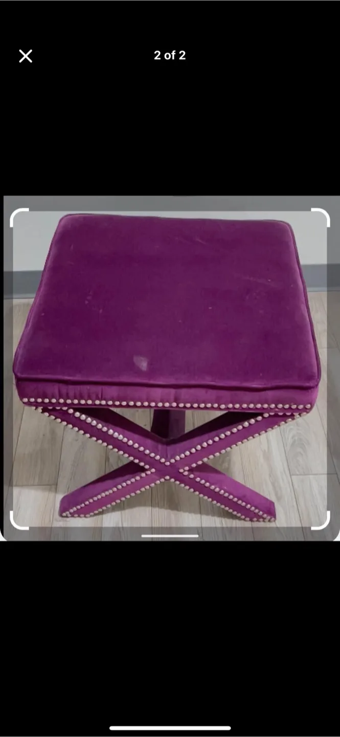 Purple Velvet Ottoman Stool image indicator(2)