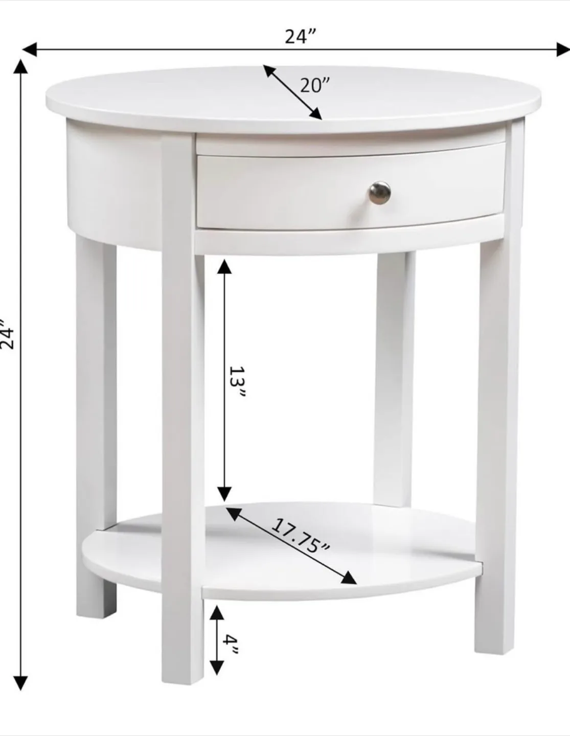 White Round End Table with Drawer image indicator(3)