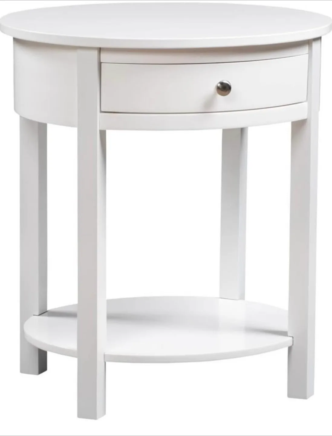 White Round End Table with Drawer image indicator(2)