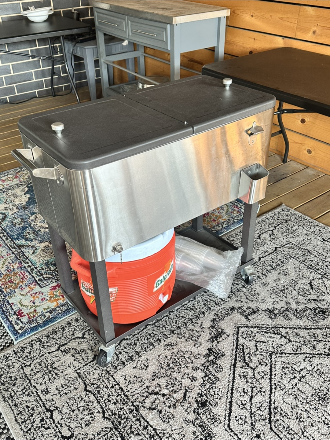 Stainless Steel Rolling Patio Cooler - photo 3