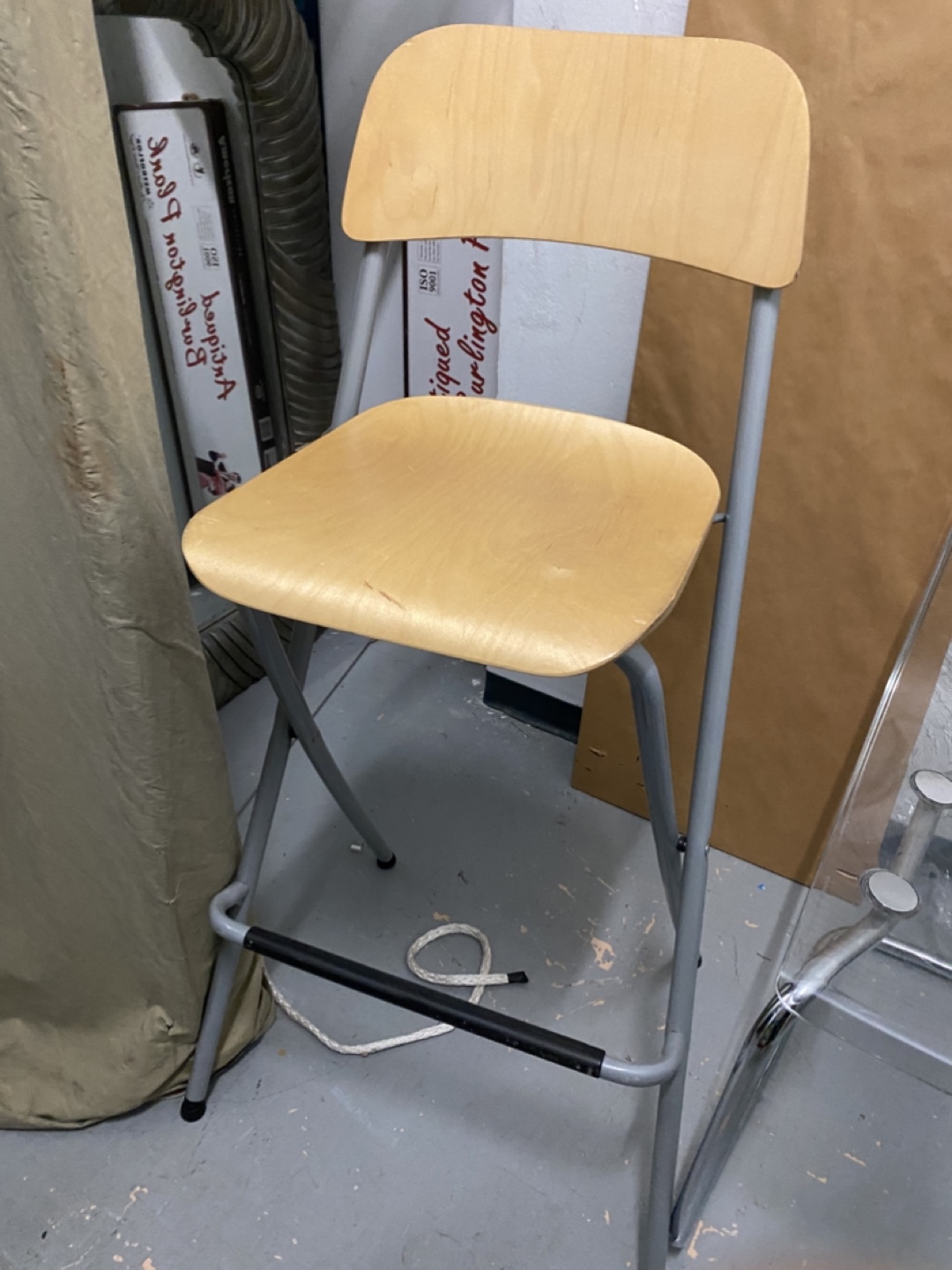 Folding Bar Stool - Light Wood & Grey - photo 2