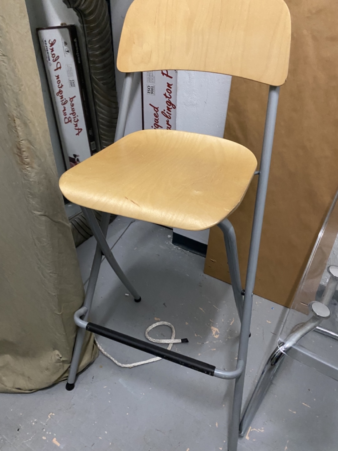 Folding Bar Stool - Light Wood & Grey - photo 3