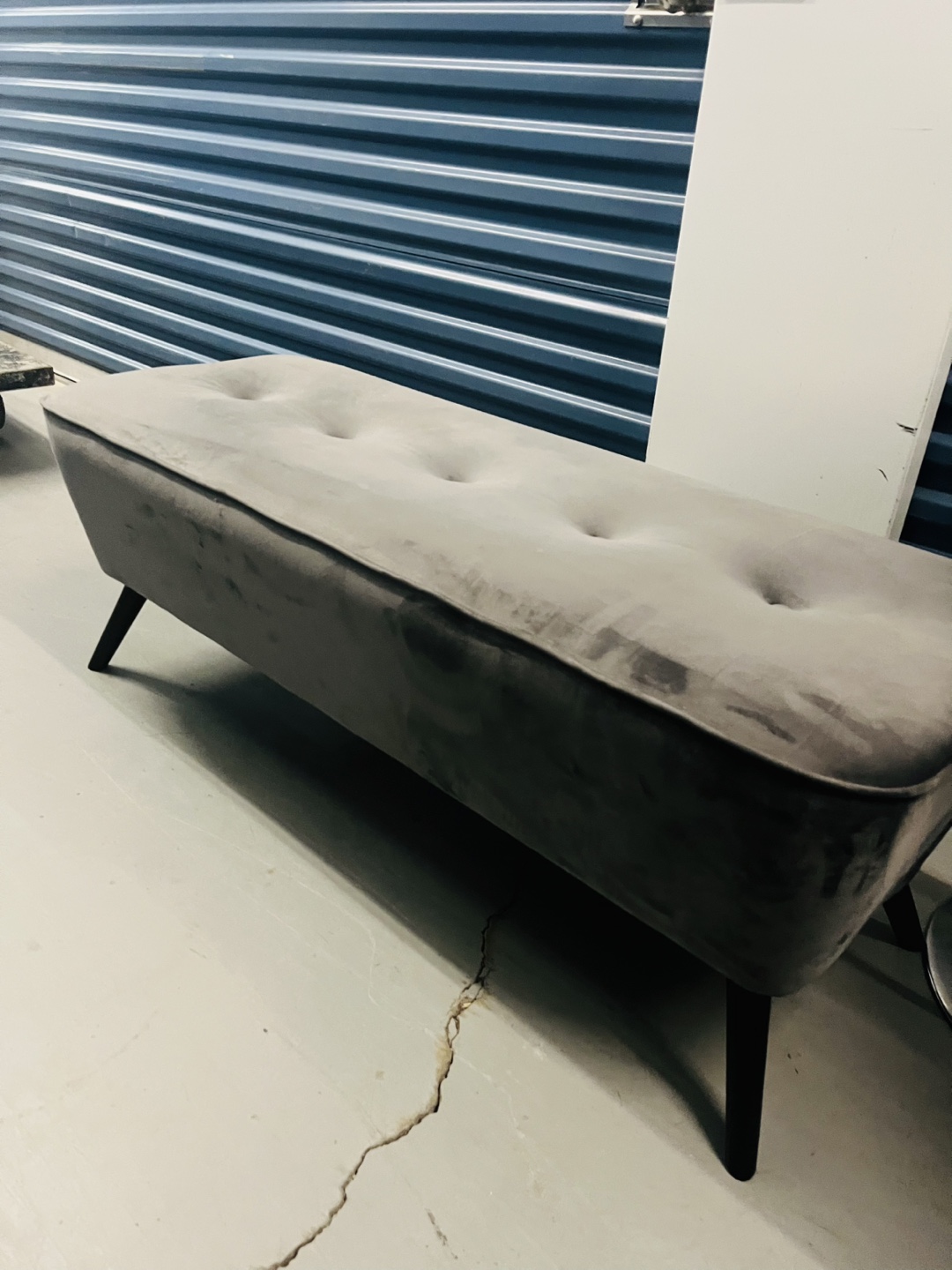 Structube “Liv” Grey Velvet Ottoman Bench - photo 2