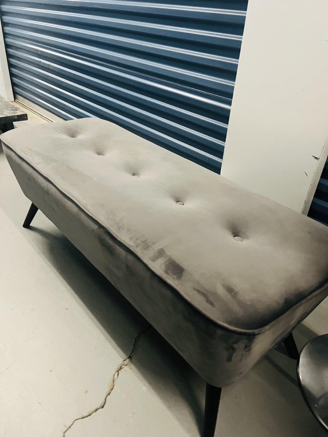 Structube “Liv” Grey Velvet Ottoman Bench - photo 3