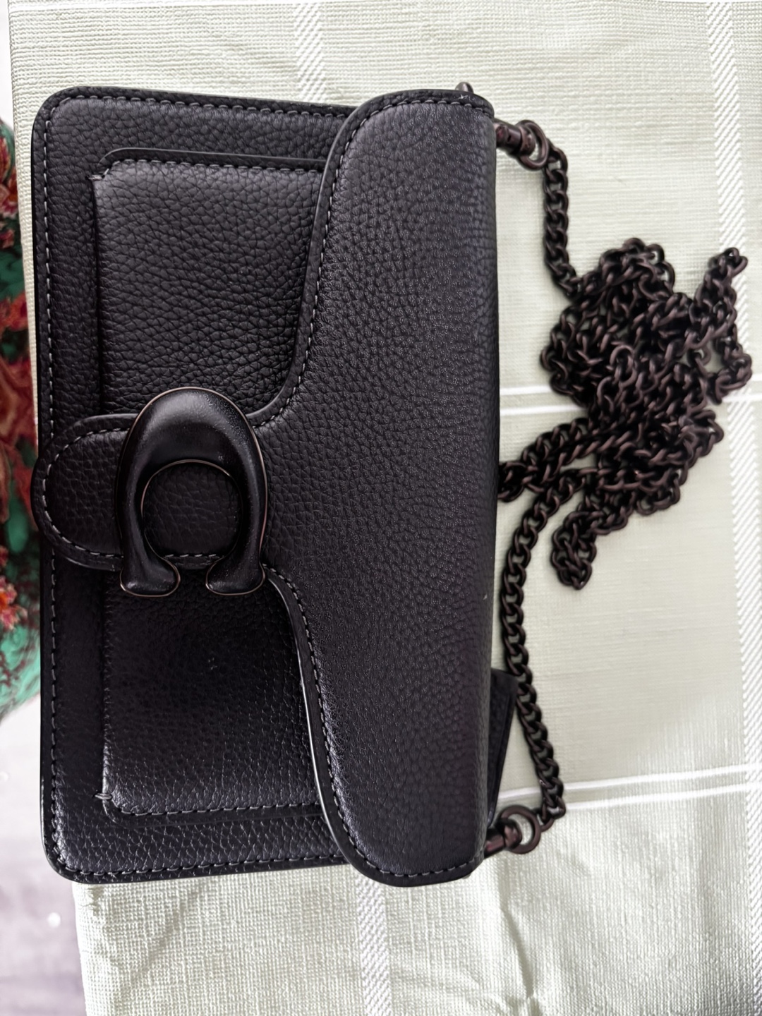 Coach Black Leather Chain Crossbody Bag