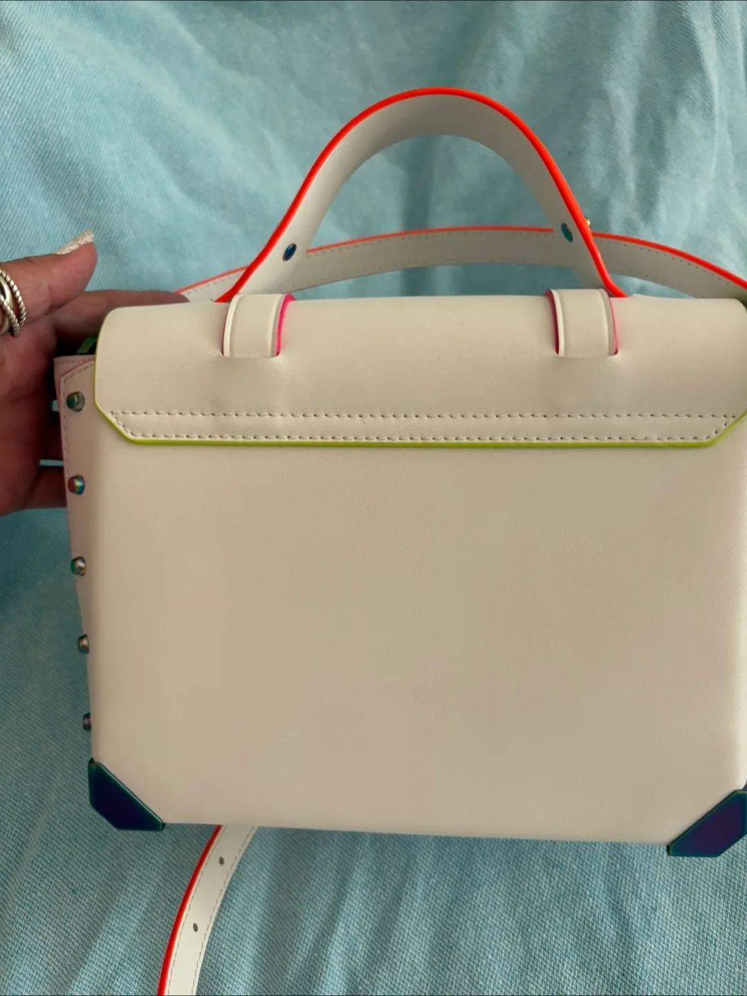 Michael Kors Manhattan Medium Contrast-Trim Leather Satchel image indicator(7)