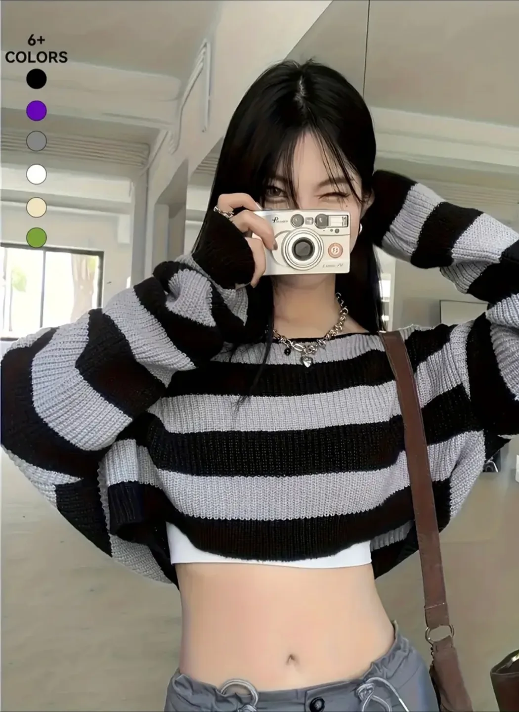 Striped Knit Crop Top image indicator(3)