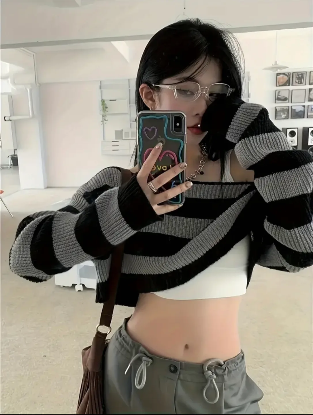 Striped Knit Crop Top image indicator(2)
