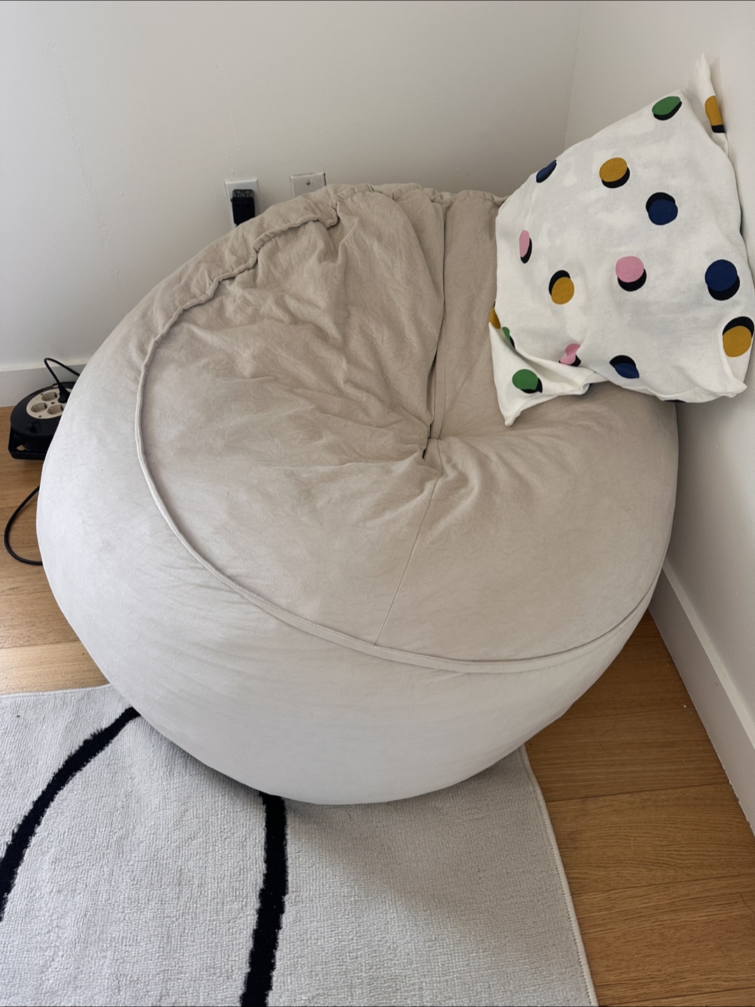 Beige Bean Bag Chair - photo 2