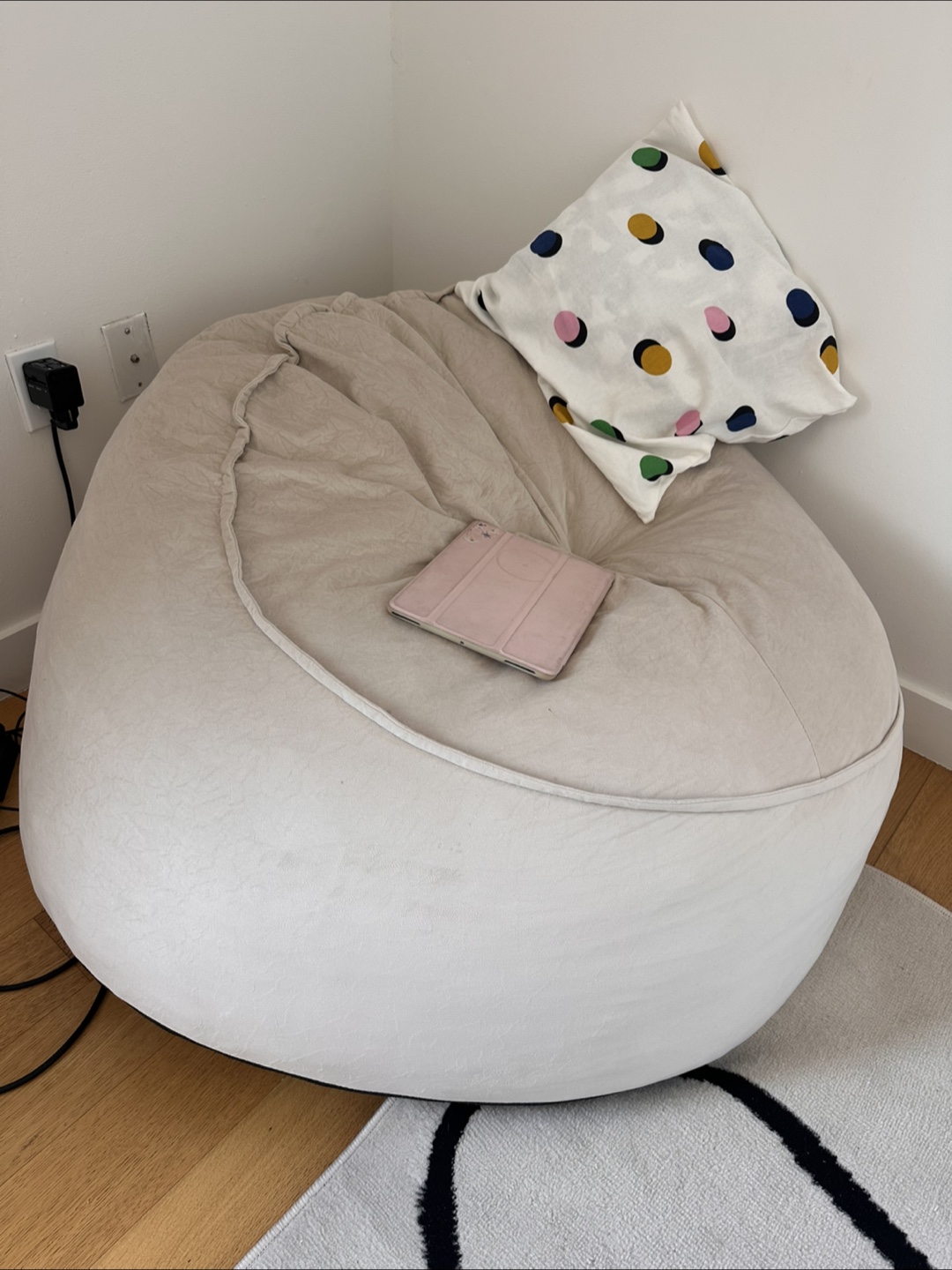 Beige Bean Bag Chair - photo 3