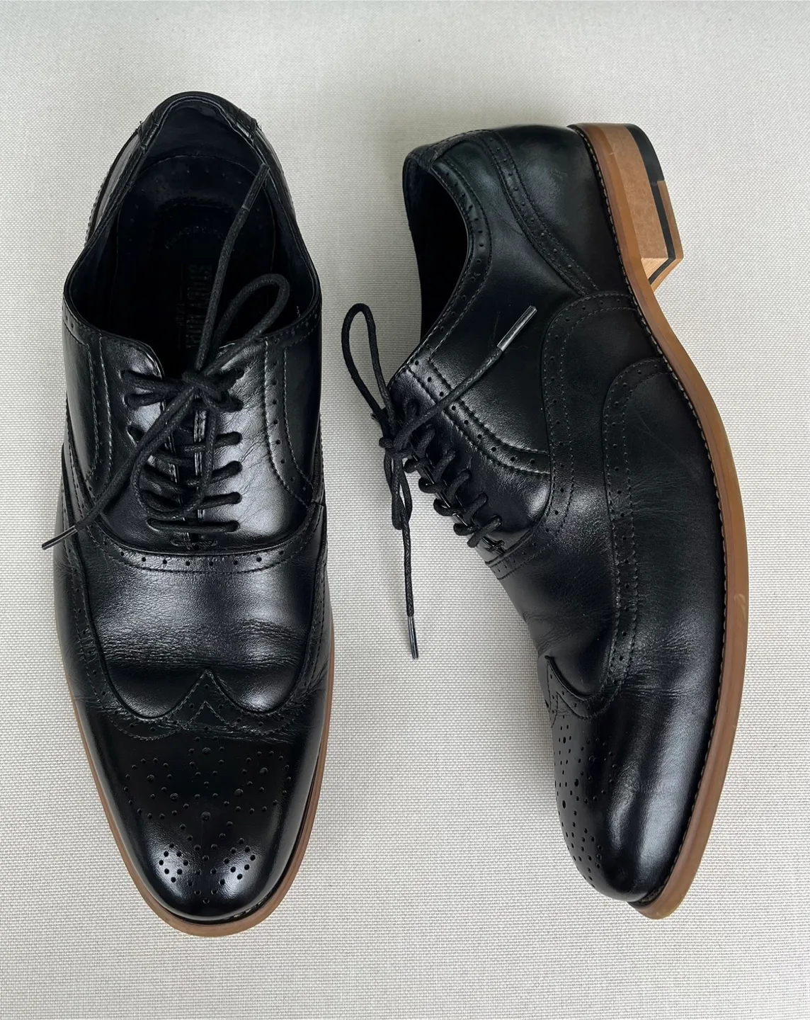 Stacy Adams Black Leather Wingtip Oxford Dress Shoes image indicator(3)