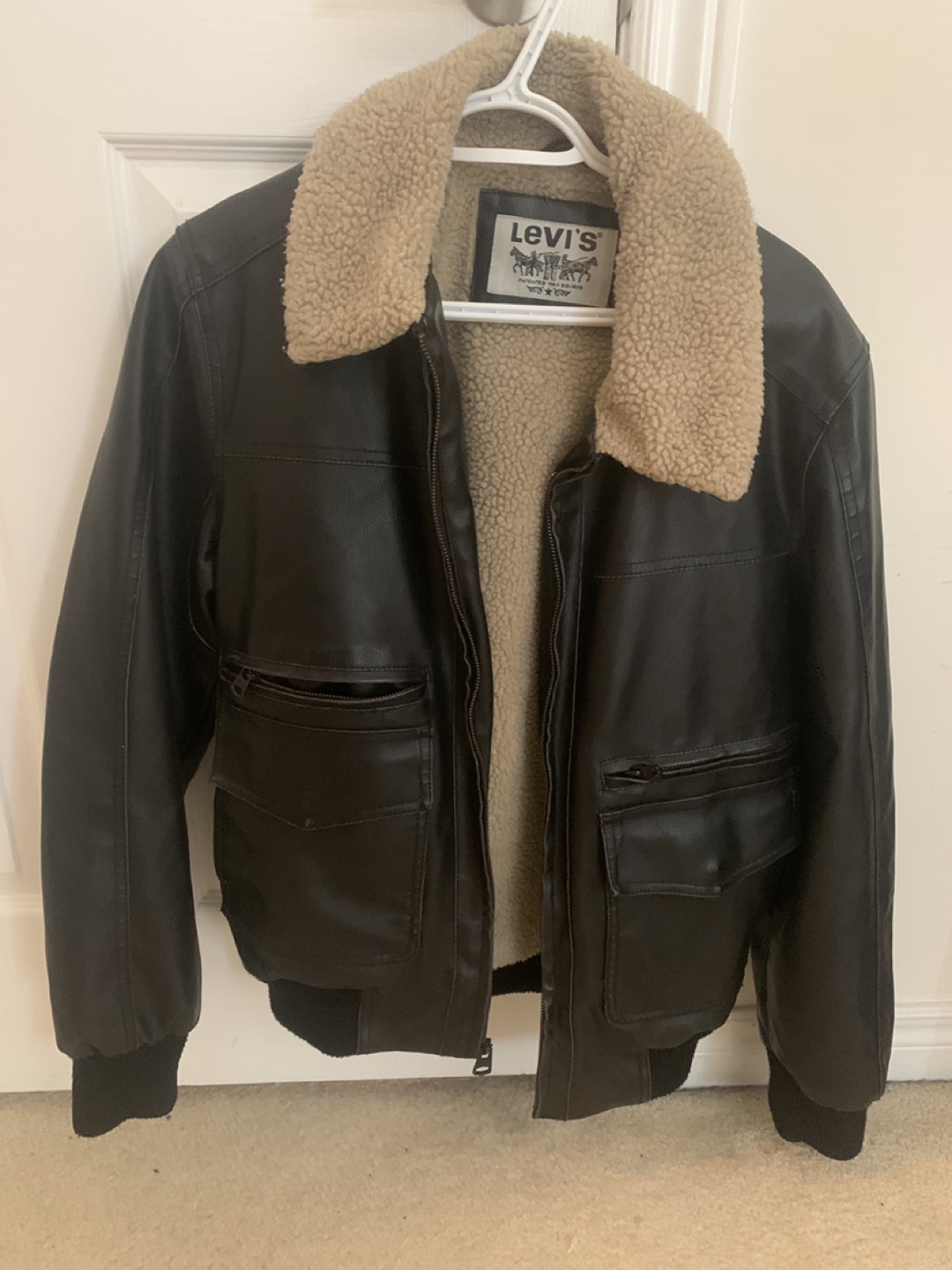 Levi's Black Faux Leather Sherpa Jacket