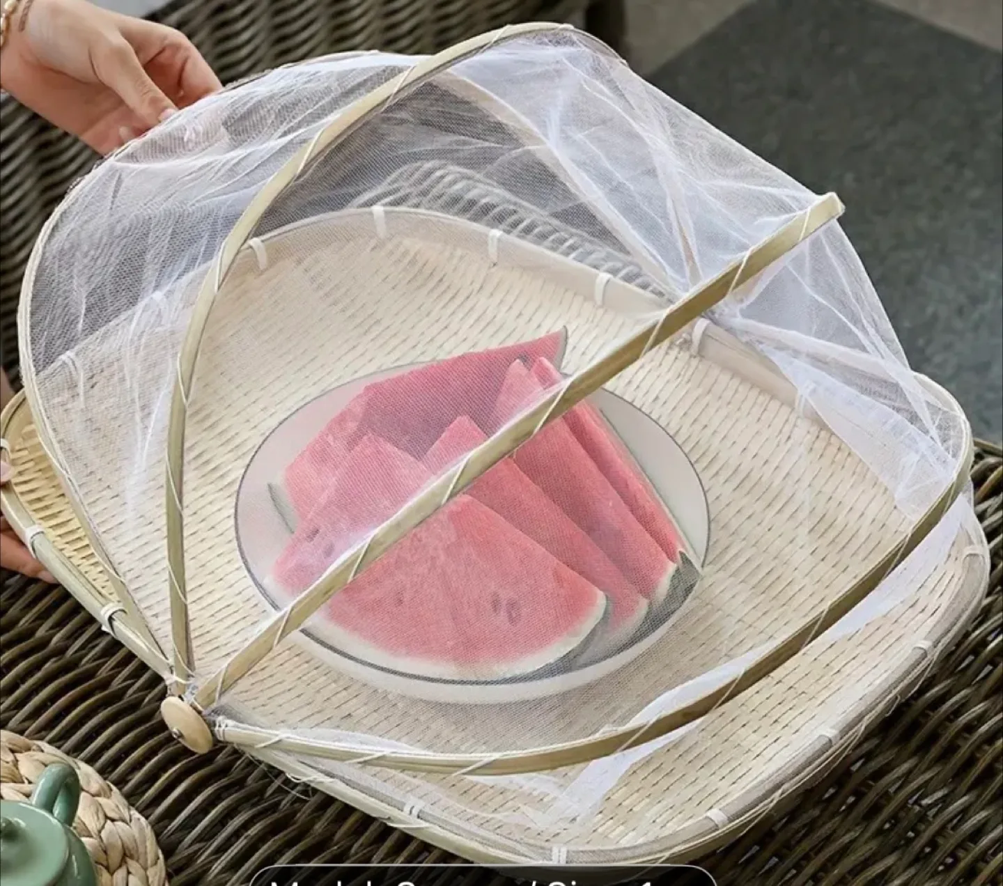 New Bamboo Food Cover Net Basket image indicator(2)