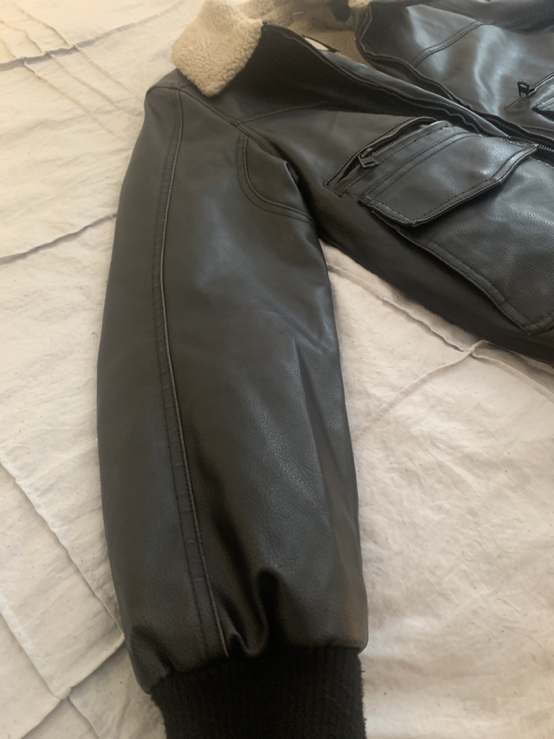 Levi's Black Faux Leather Sherpa Jacket - photo 3