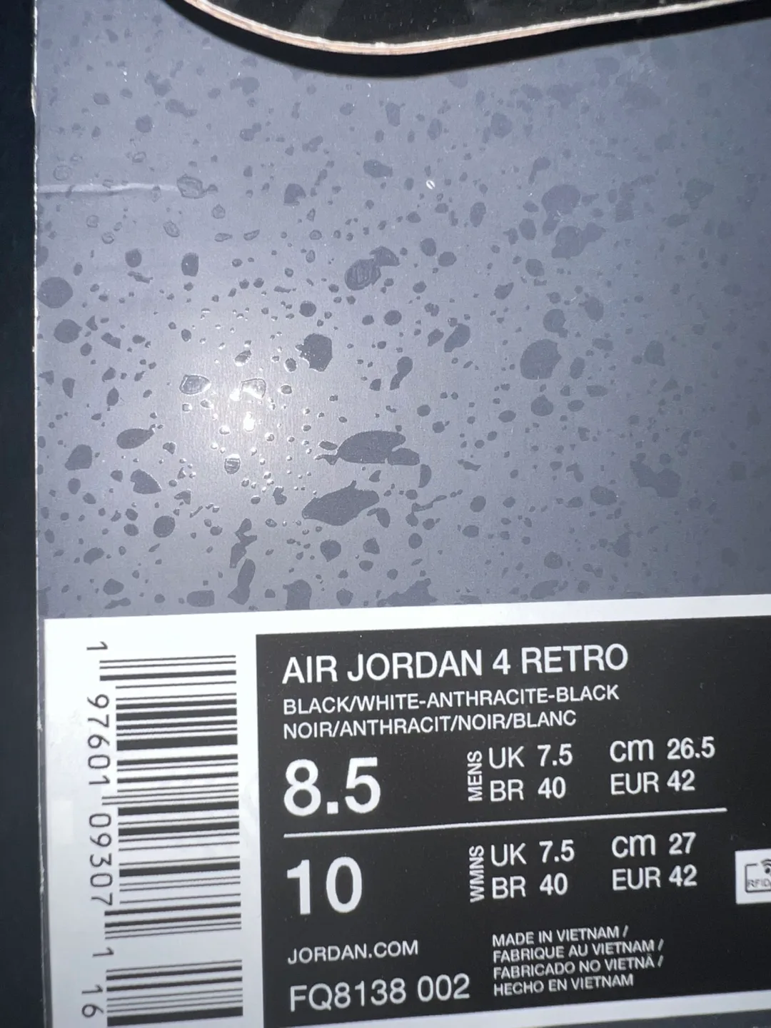 Air Jordan 4 Retro Black/White, Size 8.5 image indicator(4)