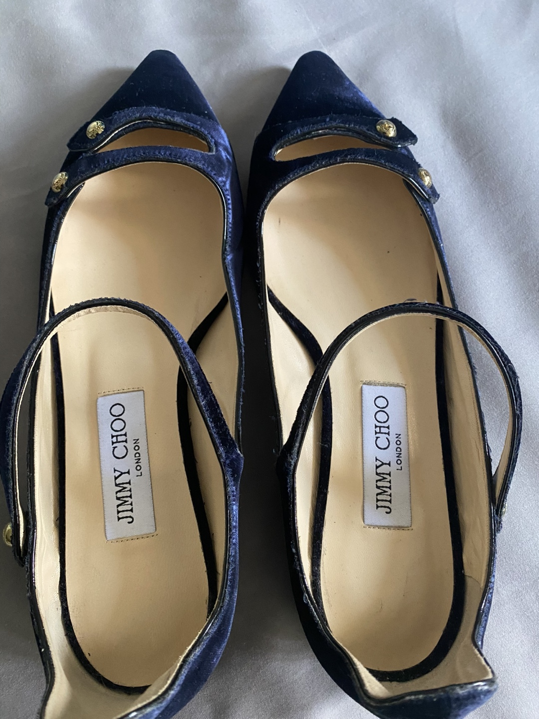 Jimmy Choo Blue Velvet Flats - Size 39