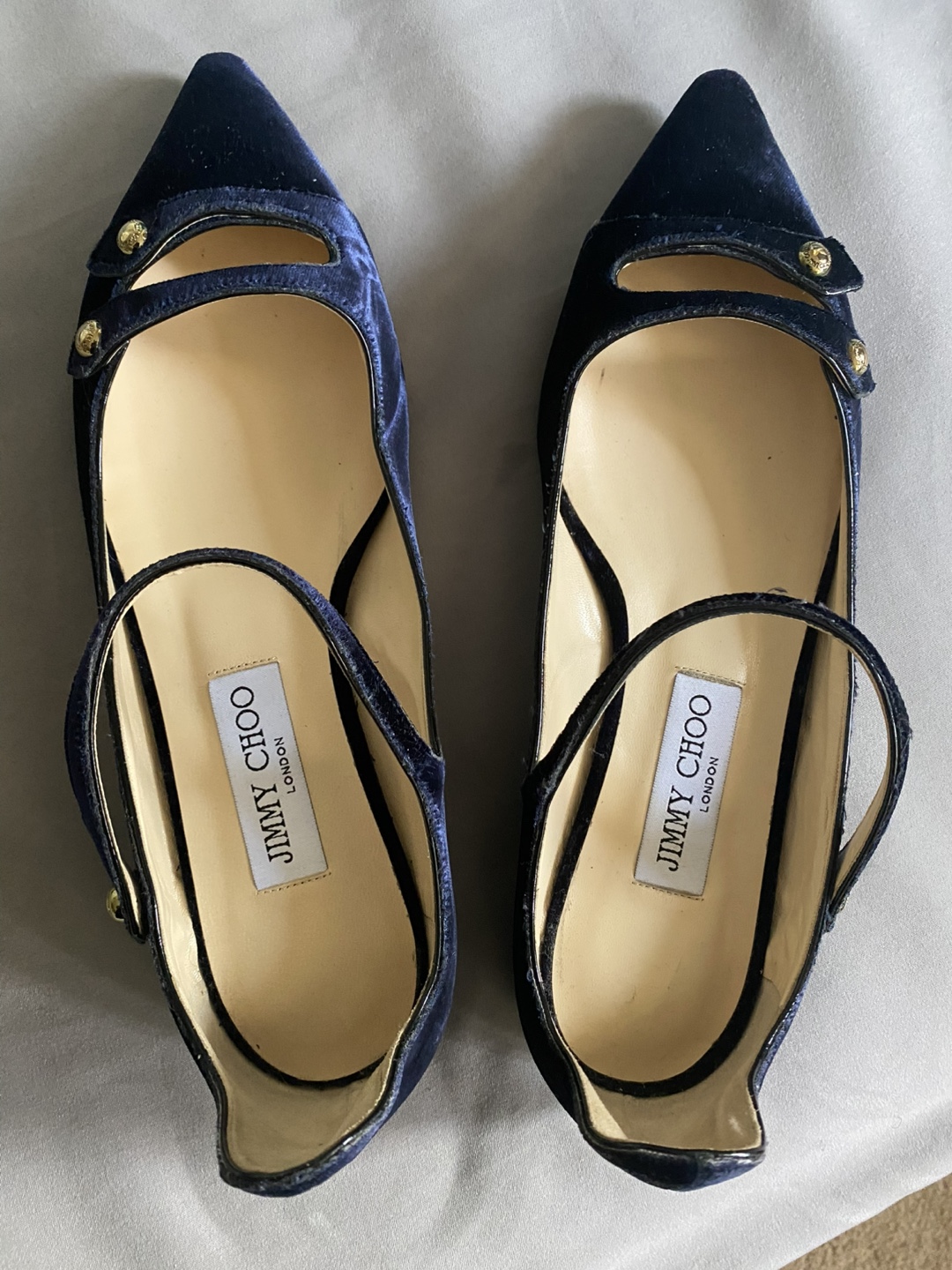 Jimmy Choo Blue Velvet Flats - Size 39 - photo 5