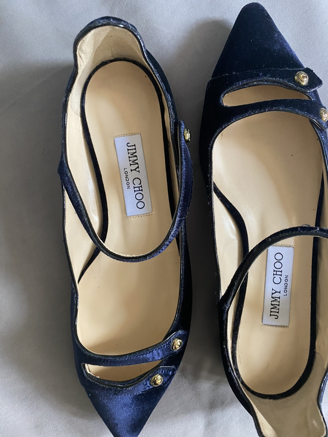 Jimmy Choo Blue Velvet Flats - Size 39 - photo 4