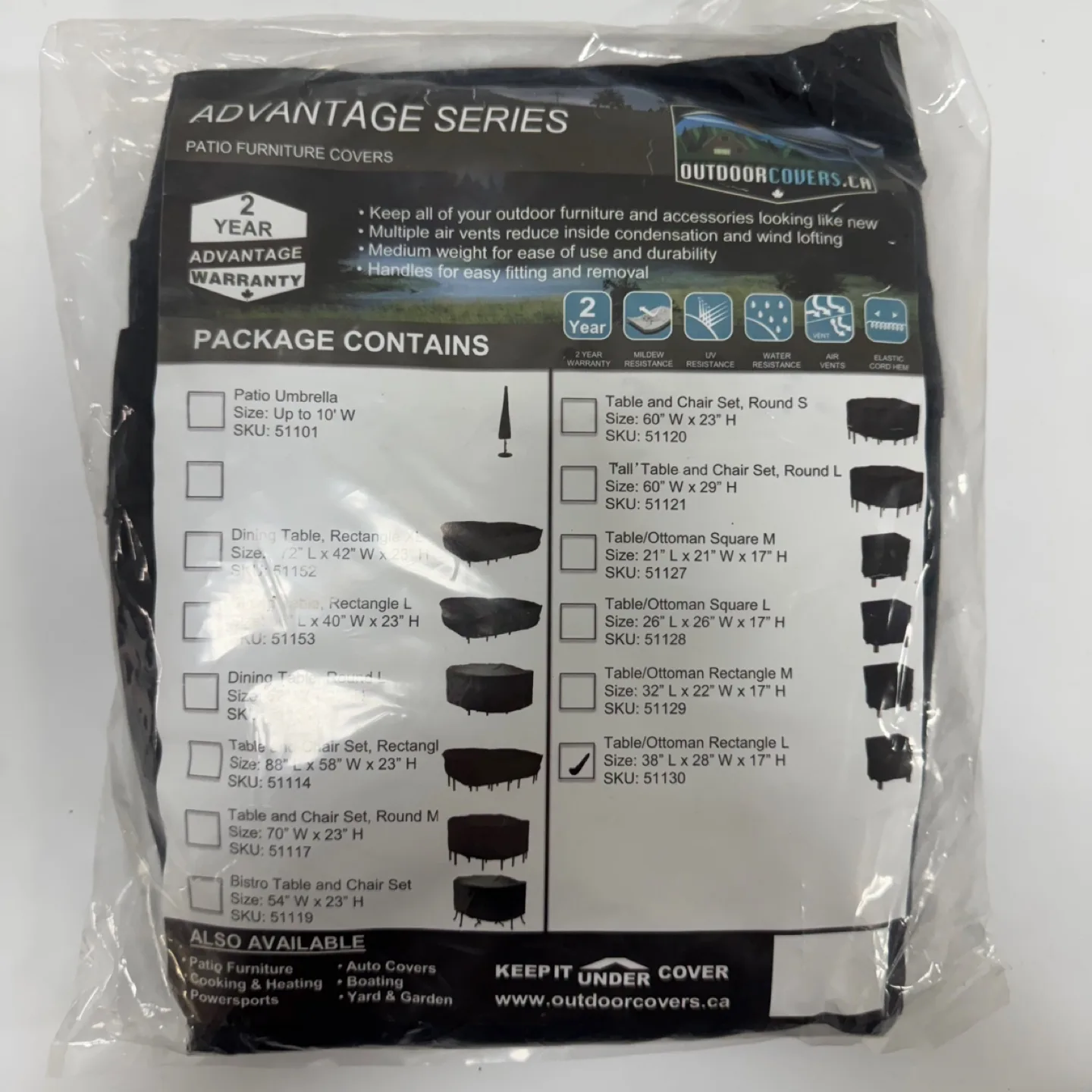 Outdoor Furniture Cover – Rectangular Table/Ottoman thumbnail