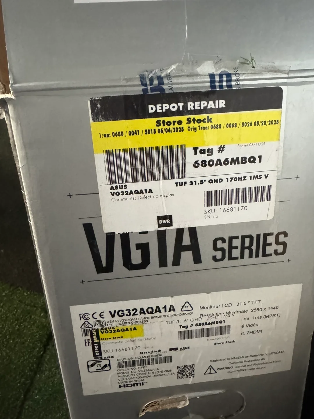 ASUS VG32AQA1A 31.5" QHD 170Hz Monitor thumbnail