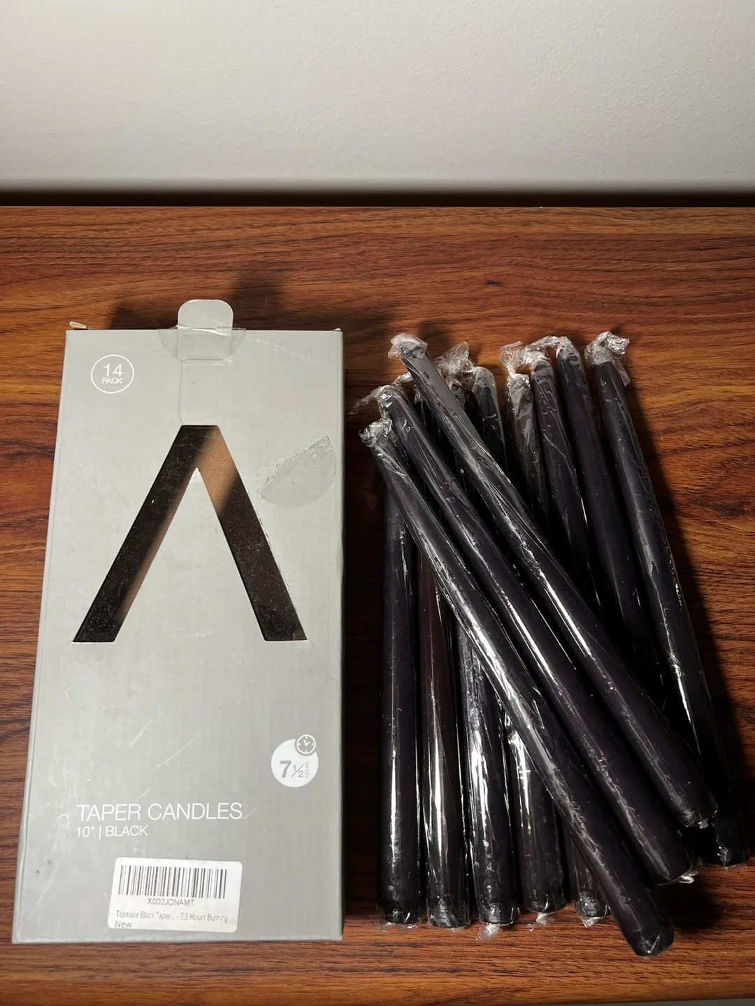 New Tobeape Black Taper Candles 10" - 14 Pack thumbnail