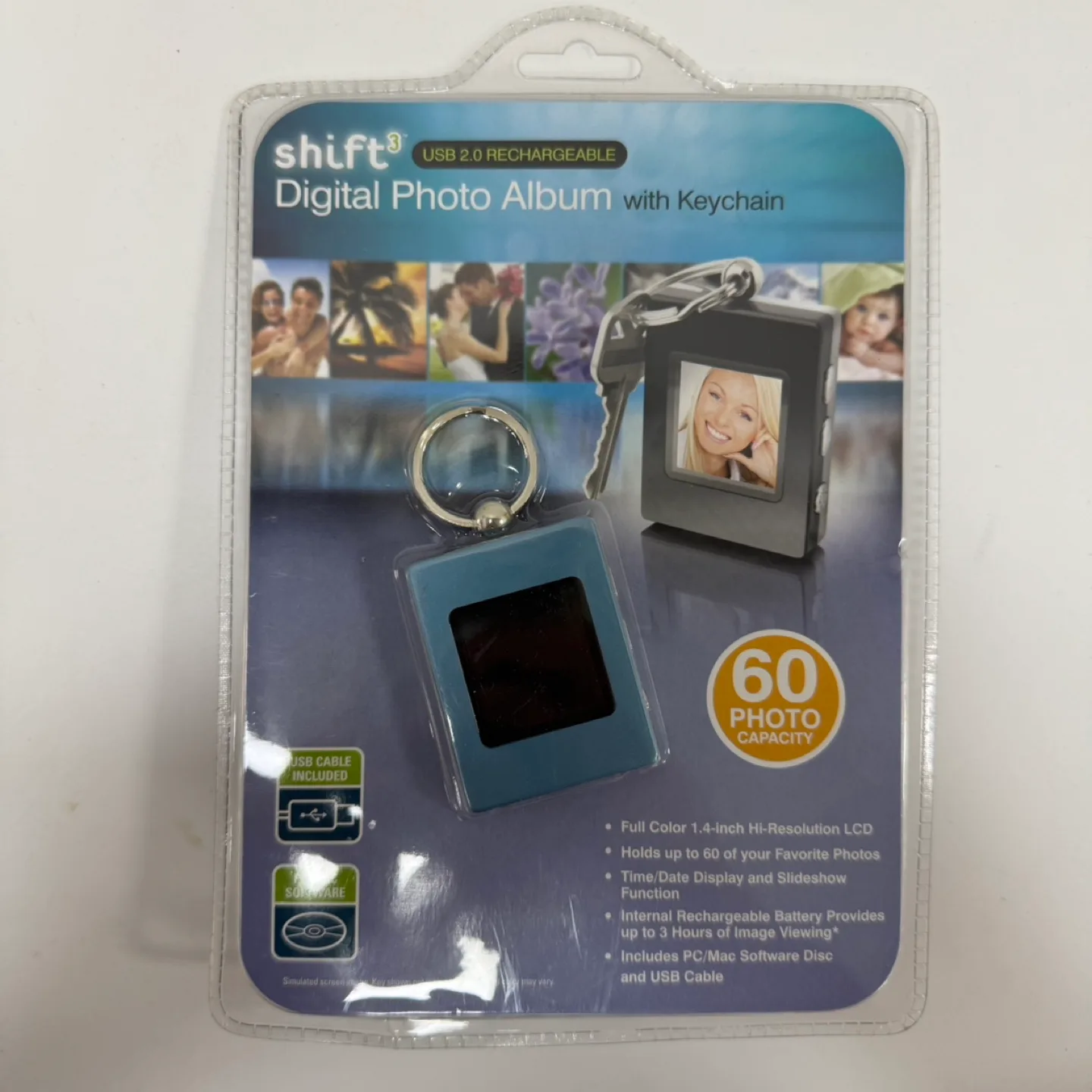 NEW Shift³ Digital Photo Album Keychain – USB Rechargeable thumbnail