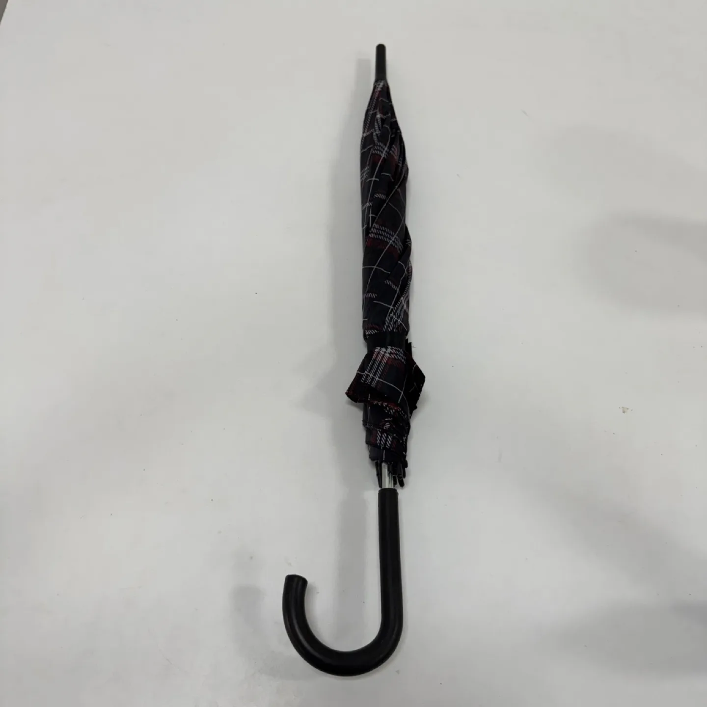 Classic Plaid Stick Umbrella – Curved Handle thumbnail