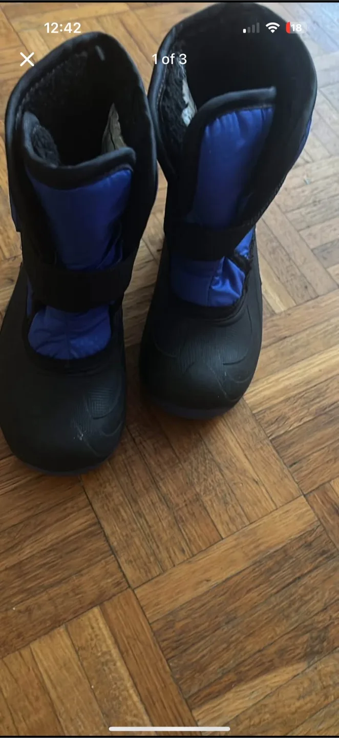 Kids' Blue & Black Winter Snow Boots thumbnail