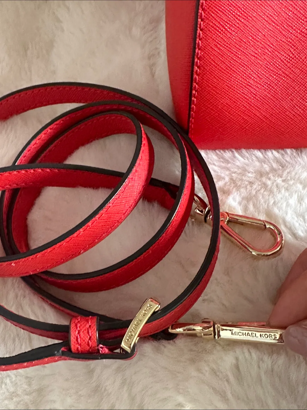 Michael Kors Red Orange Saffiano Leather Satchel Bag image indicator(3)