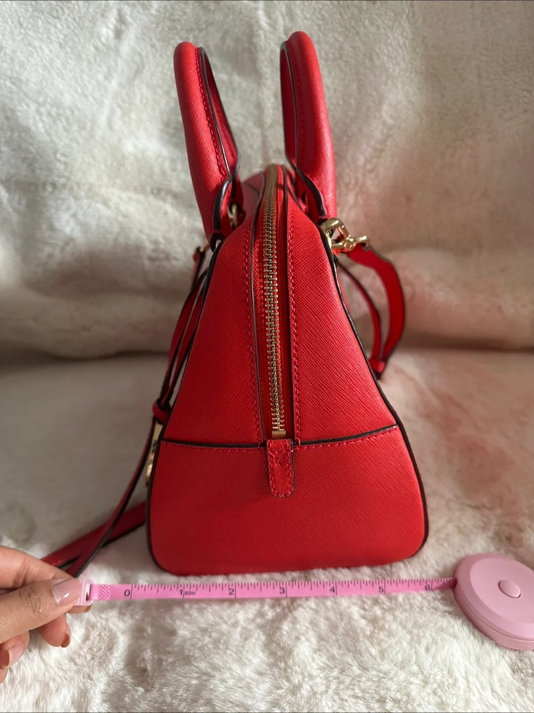 Michael Kors Red Orange Saffiano Leather Satchel Bag image indicator(8)