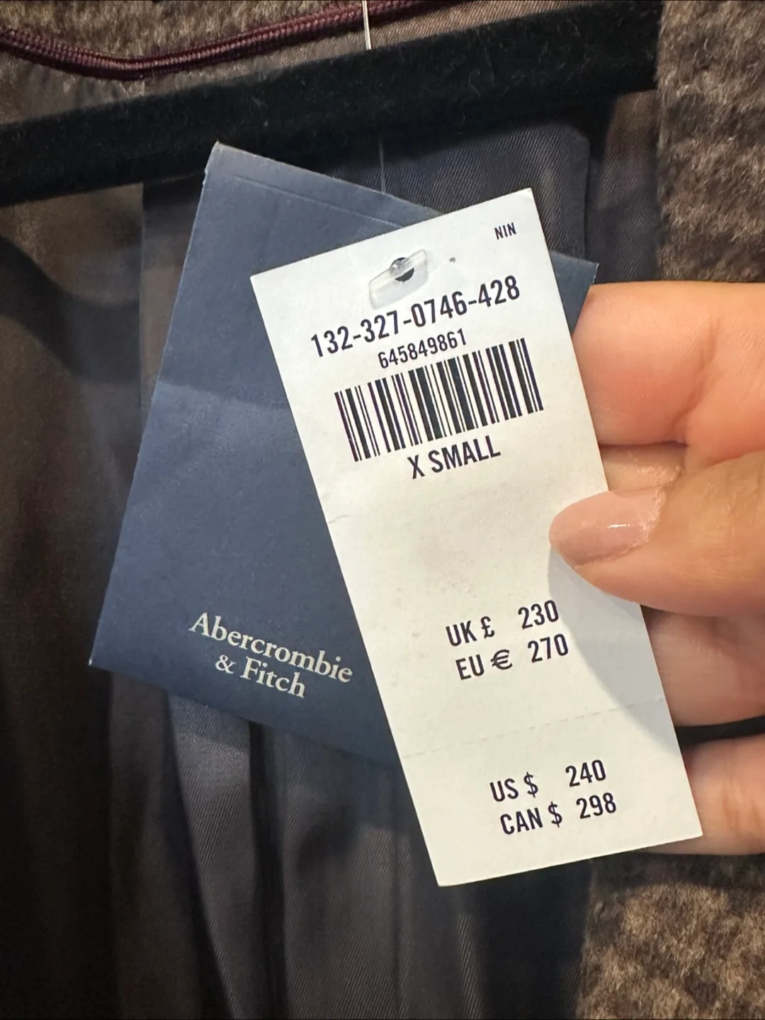 NWT Abercrombie Wool Brown Houndstooth Coat XS image indicator(5)