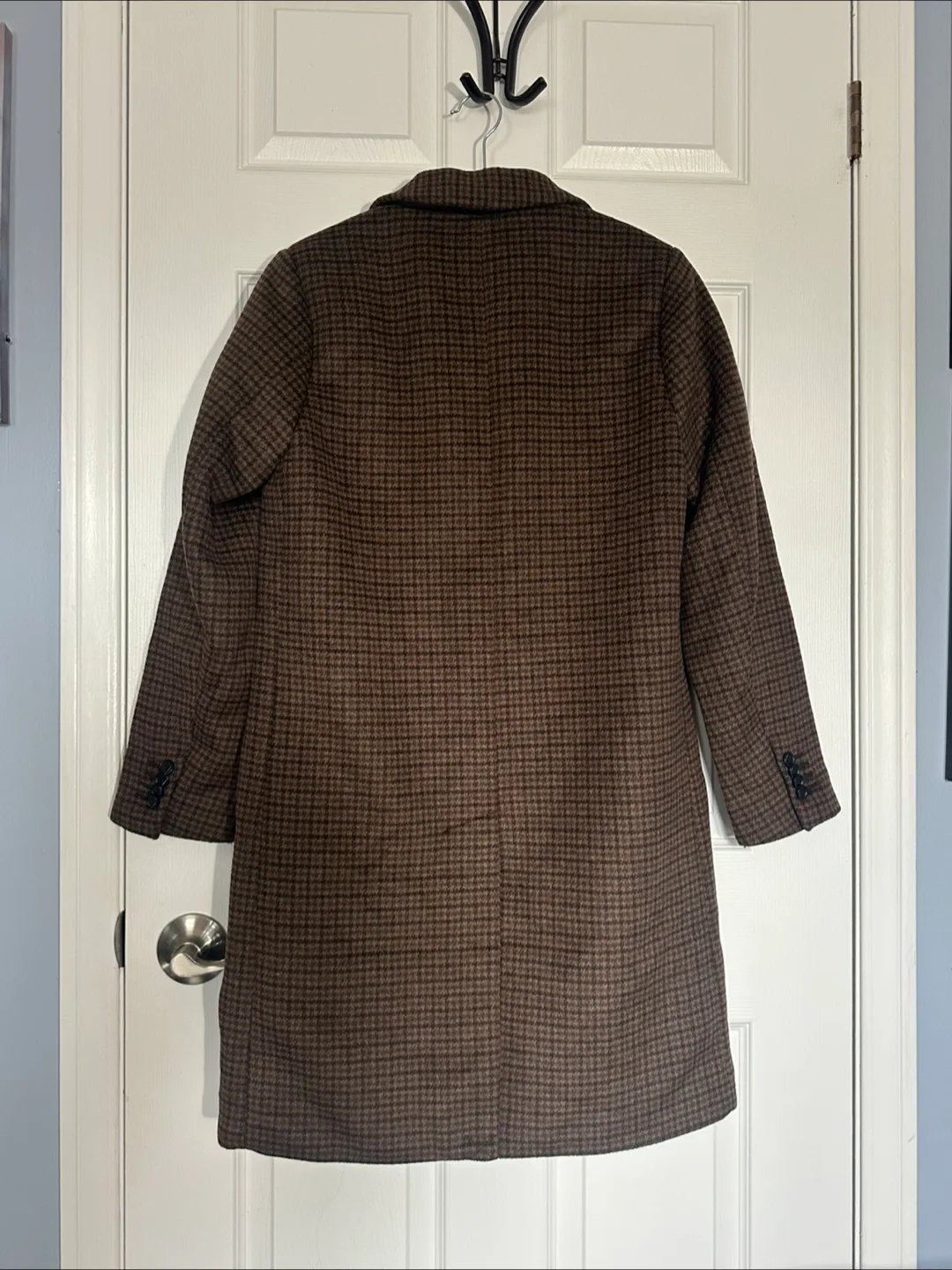 NWT Abercrombie Wool Brown Houndstooth Coat XS image indicator(7)