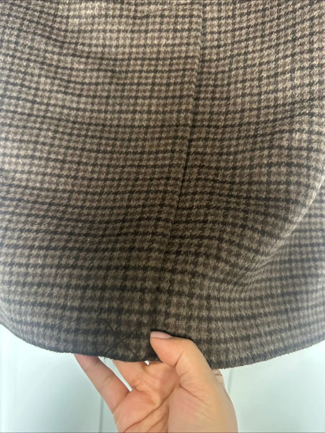 NWT Abercrombie Wool Brown Houndstooth Coat XS image indicator(9)