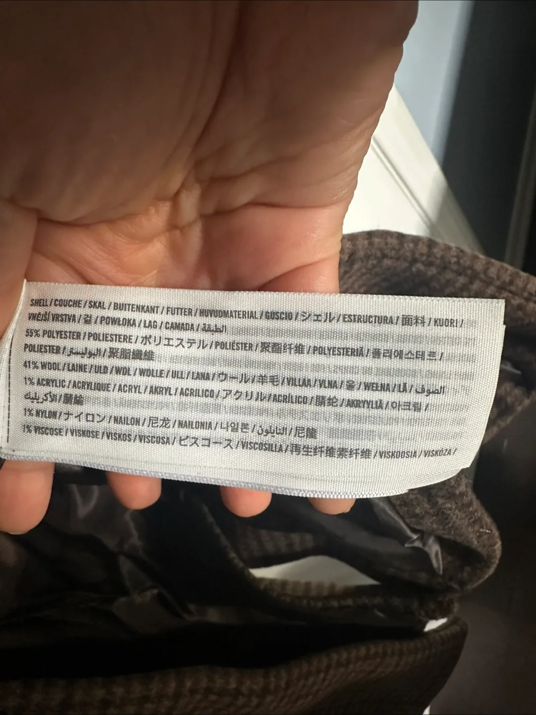 NWT Abercrombie Wool Brown Houndstooth Coat XS image indicator(10)