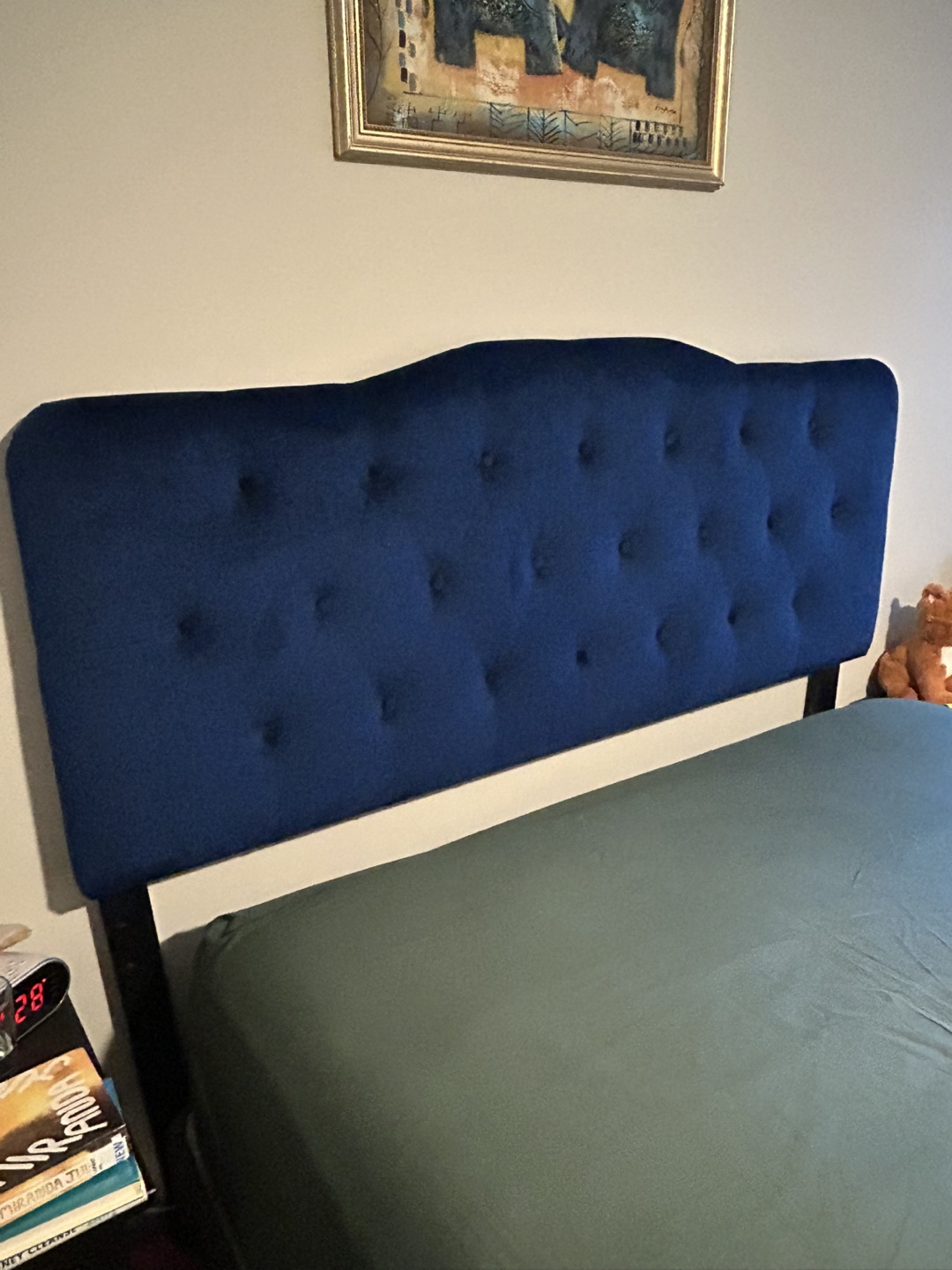 Blue Velvet Headboard (height adjustable) - Queen