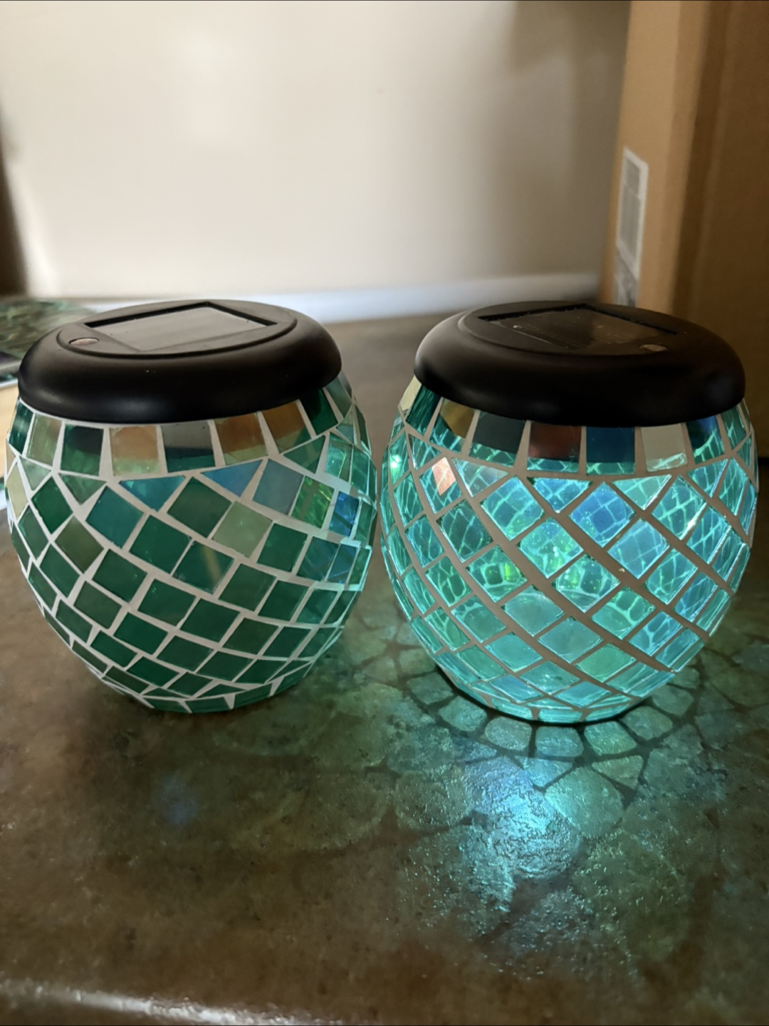 🧡 Mosaic Glass Solar Garden Lights (Set of 2) - photo 2