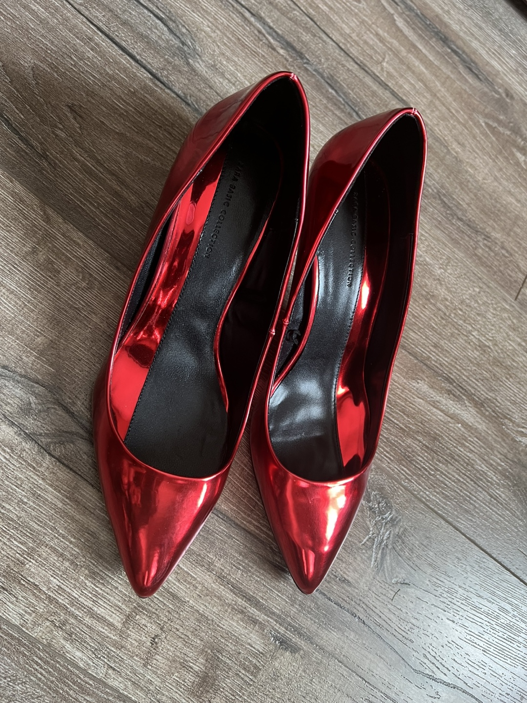 Zara Red Metallic Heels