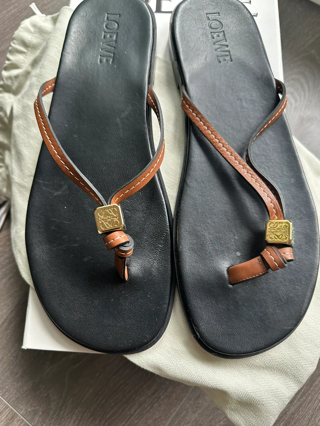 Loewe Sandals leather Italy 40 like new box and dust bag image indicator(2)