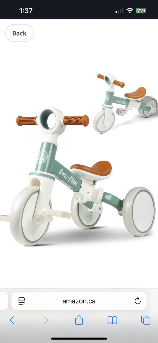 New LOL-FUN 4-in-1 Toddler Bike - Mint thumbnail