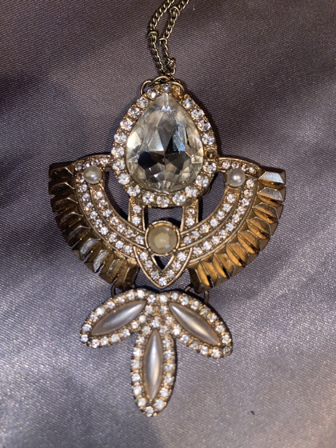 Statement Necklace - Gold & Rhinestone - photo 3