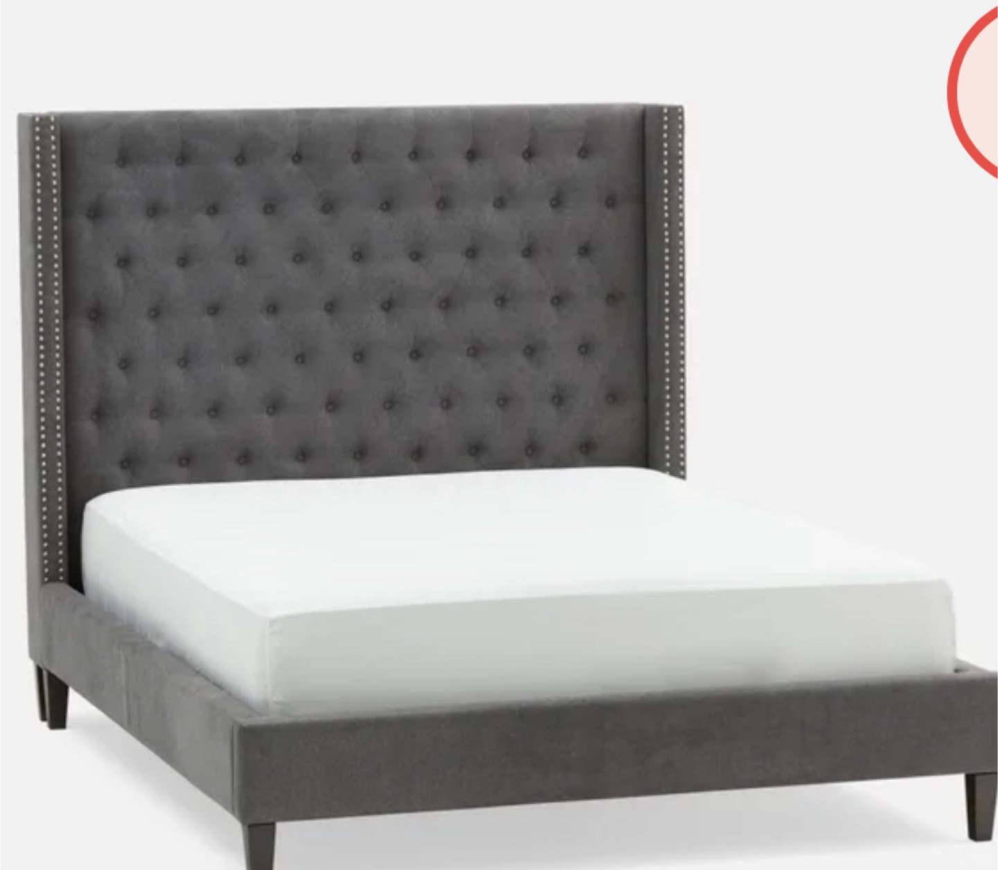 Queen Size Grey Upholstered Bed Frame - photo 2