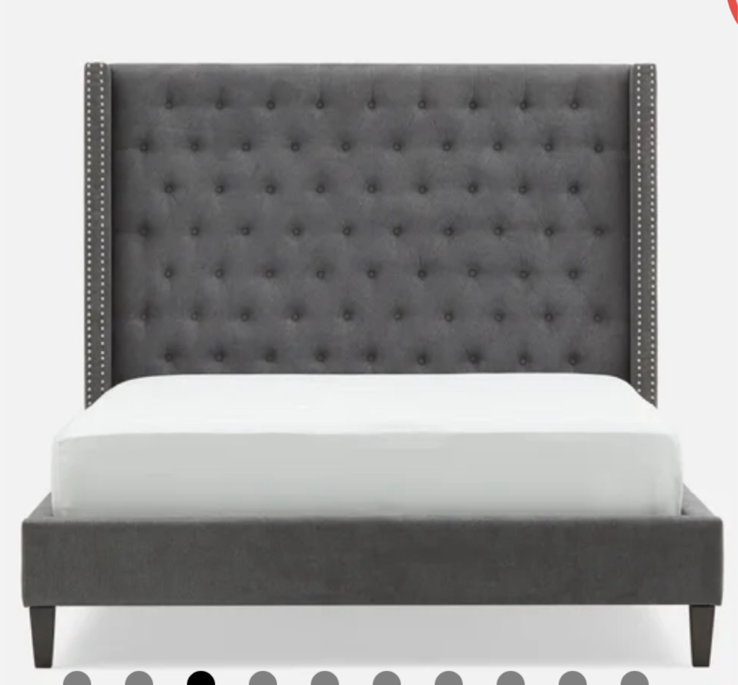 Queen Size Grey Upholstered Bed Frame
