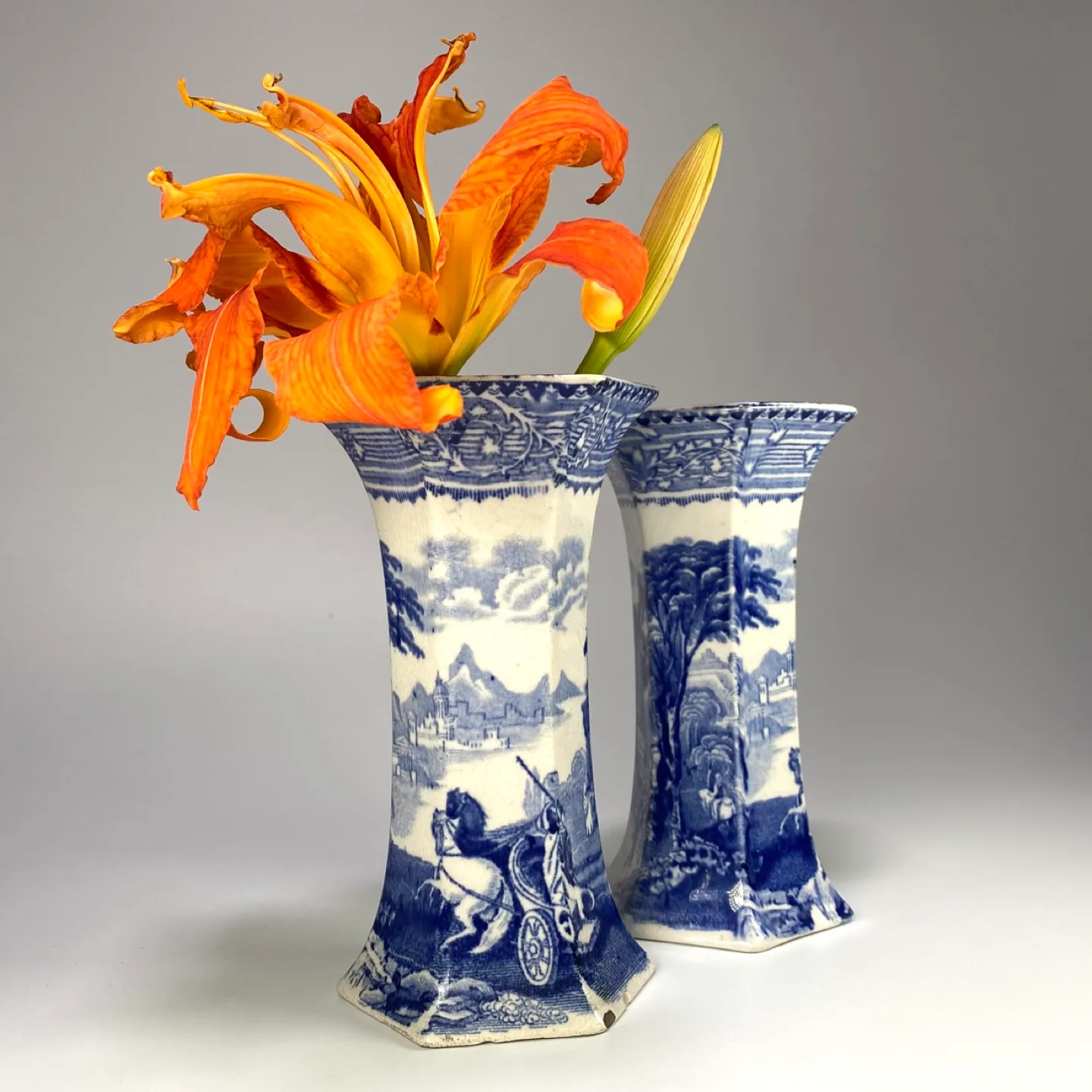 Pair of Antique Arcadian Chariot Bud Vases thumbnail