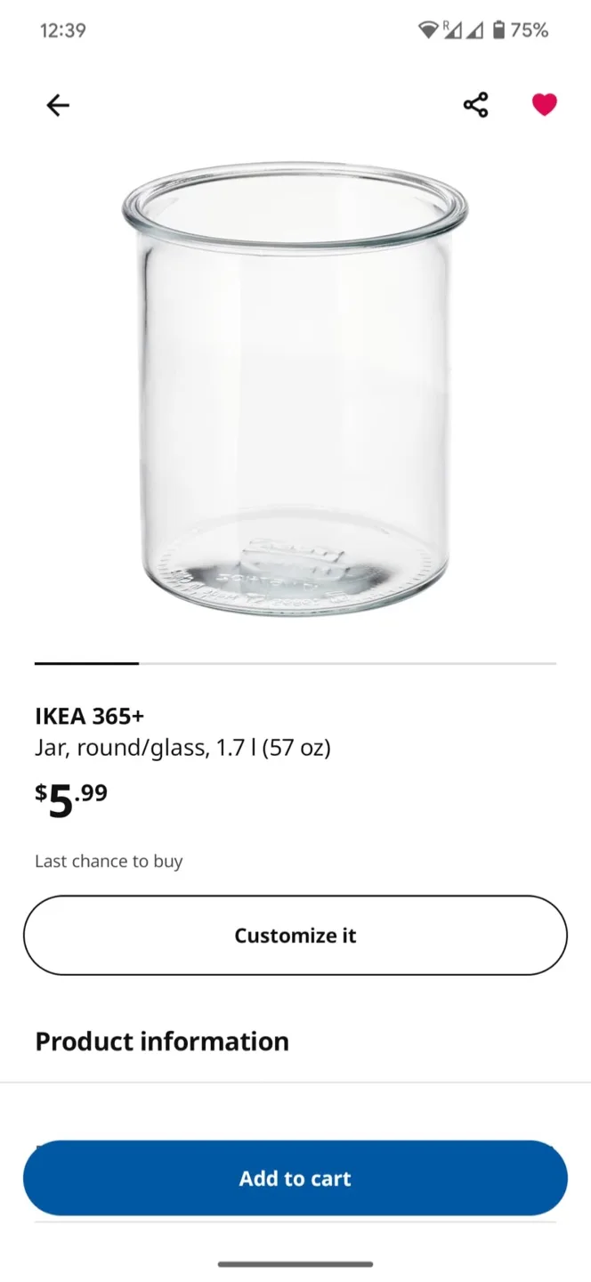 IKEA 365+ Glass Jar & Lid thumbnail