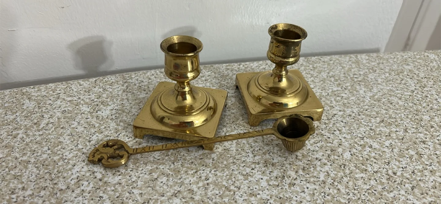 Vintage Brass Candlestick Holders - Made in England thumbnail
